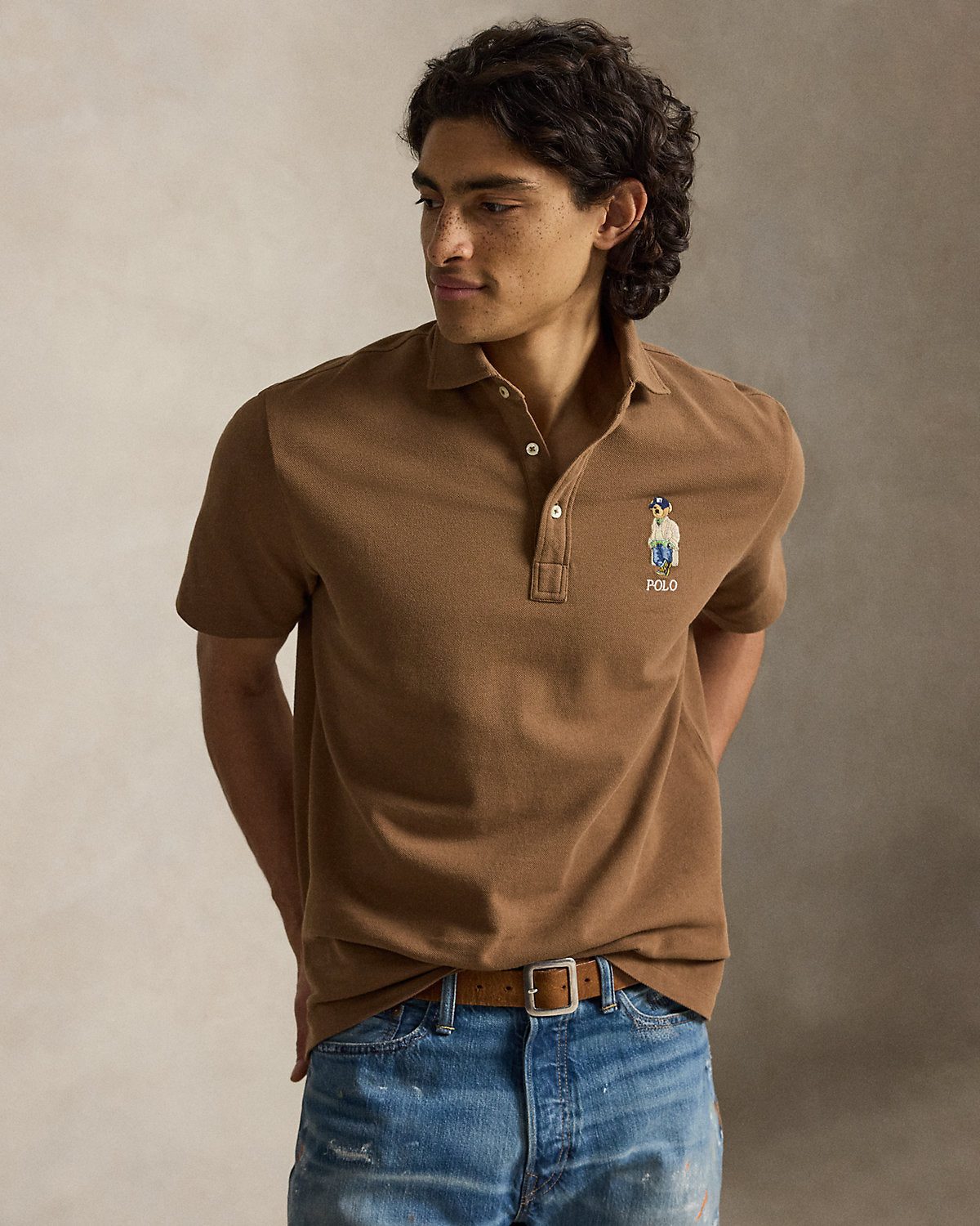 Classic Fit Bear Mesh Polo Shirt