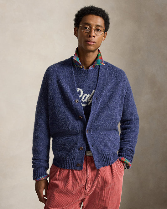 Suede-Patch Wool-Cashmere Cardigan