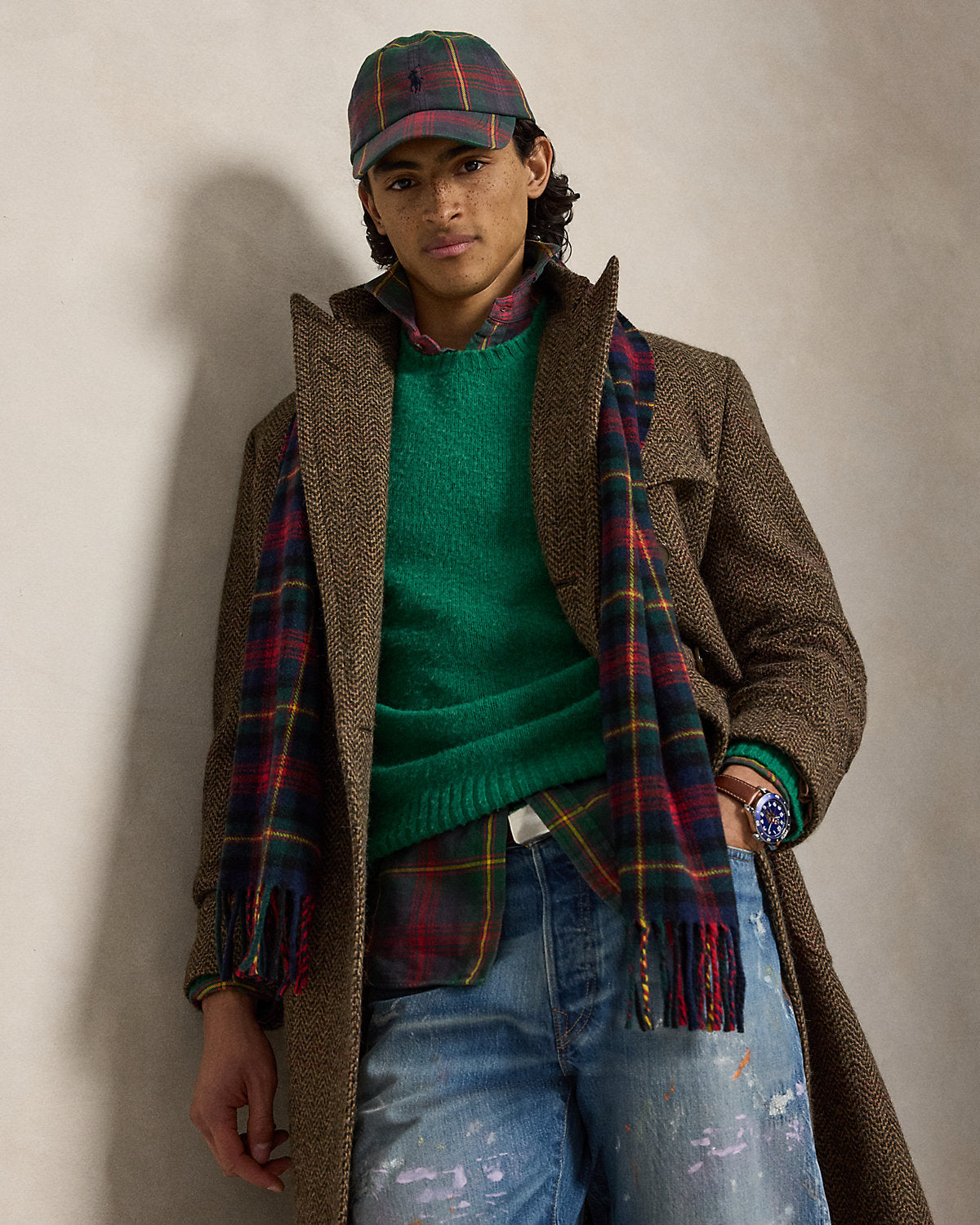 Suede-Patch Wool-Cashmere Sweater