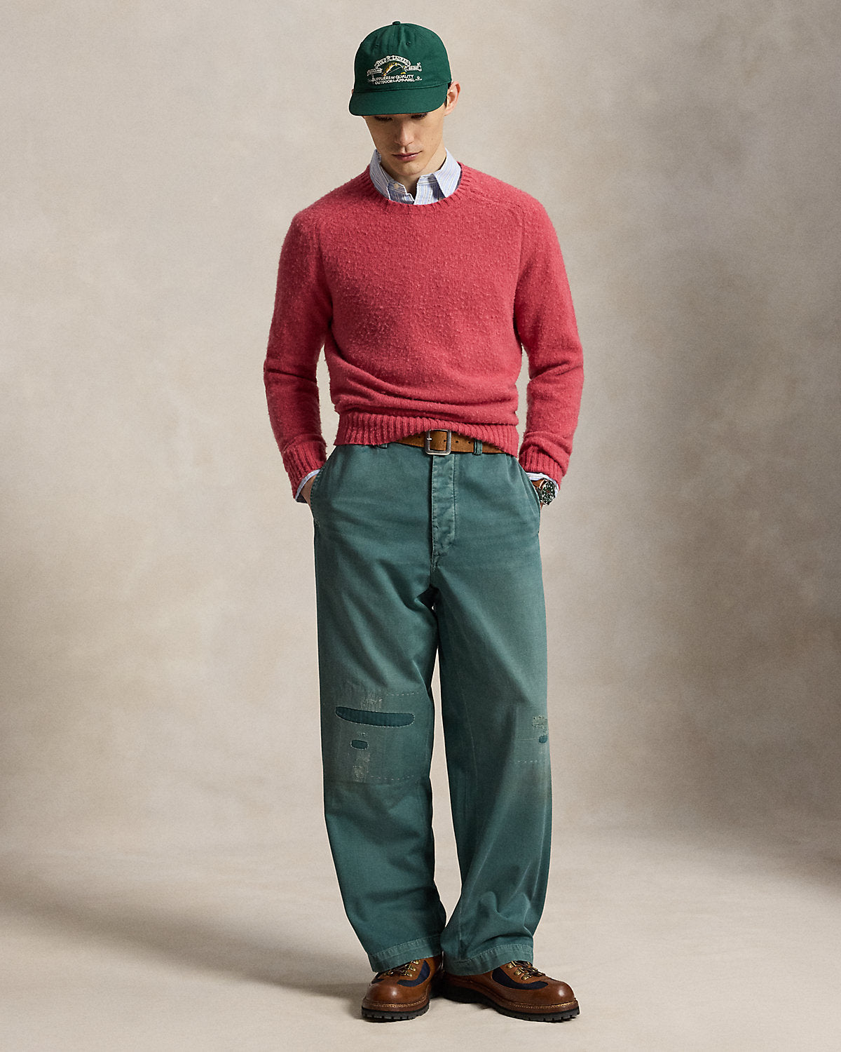 Suede-Patch Wool-Cashmere Sweater