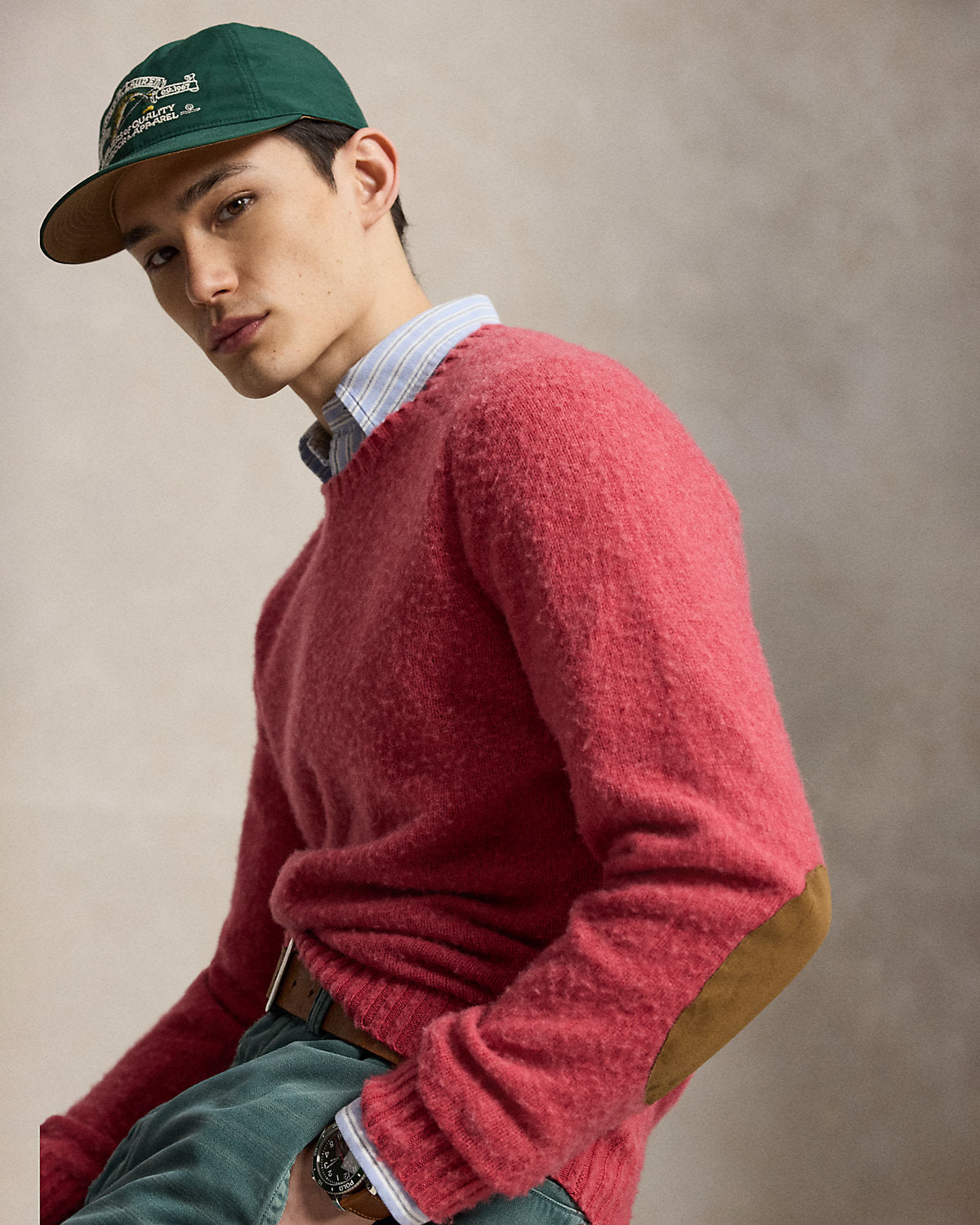 Suede-Patch Wool-Cashmere Sweater