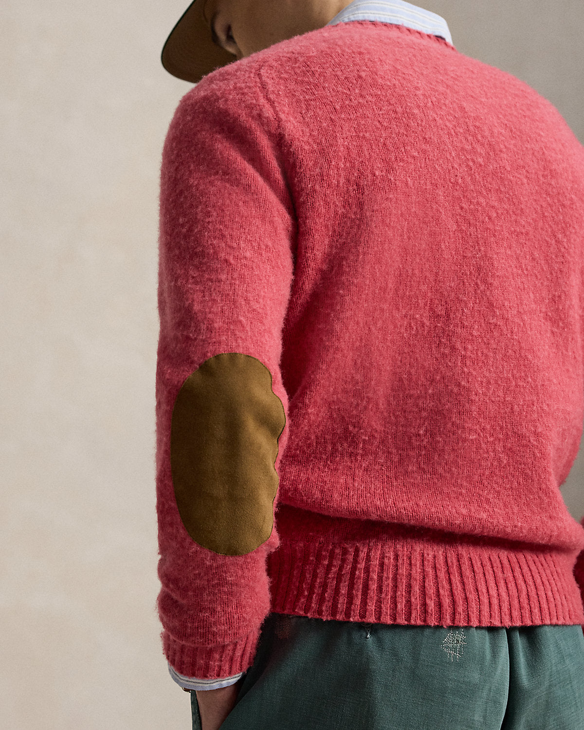 Suede-Patch Wool-Cashmere Sweater