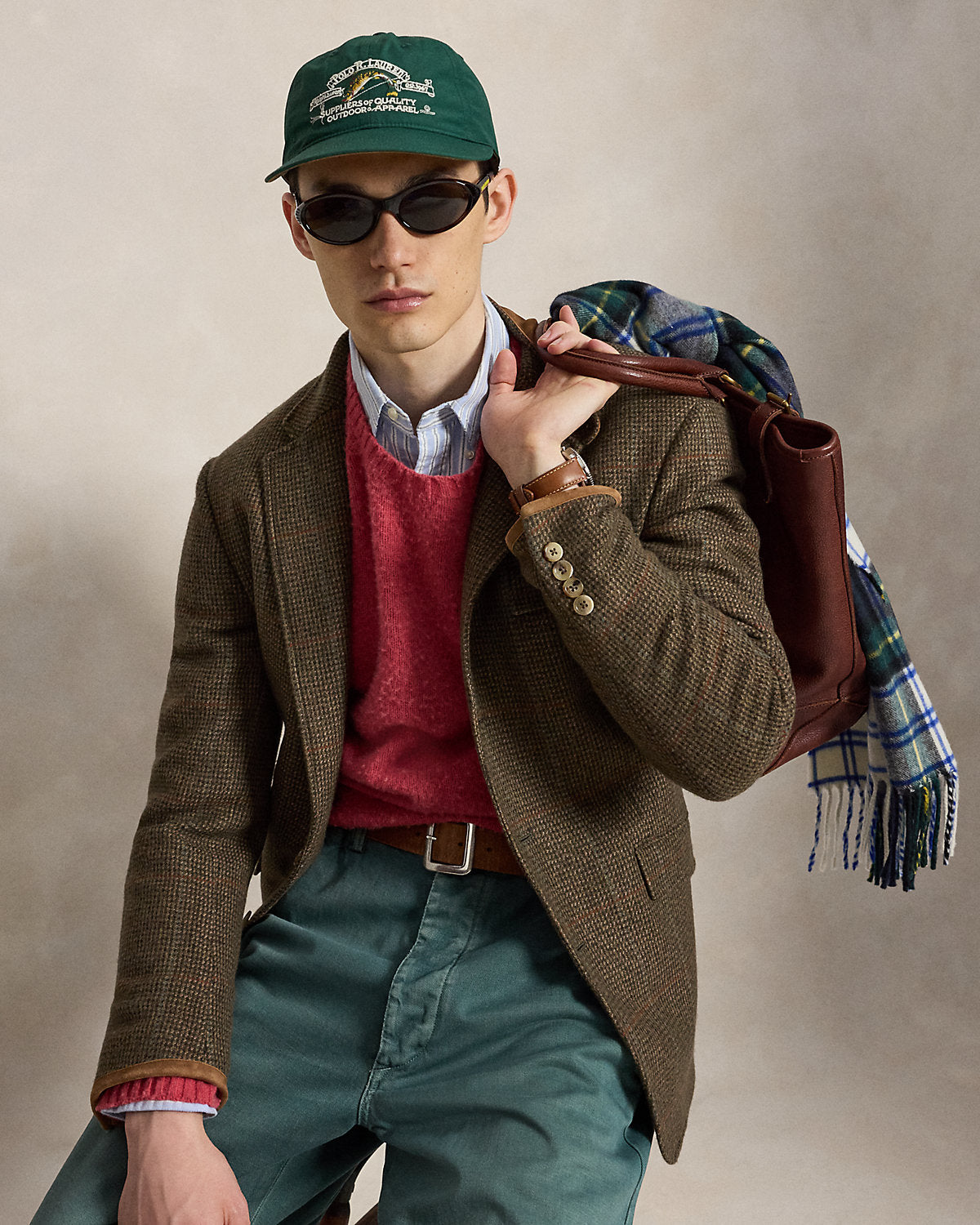 Suede-Patch Wool-Cashmere Sweater