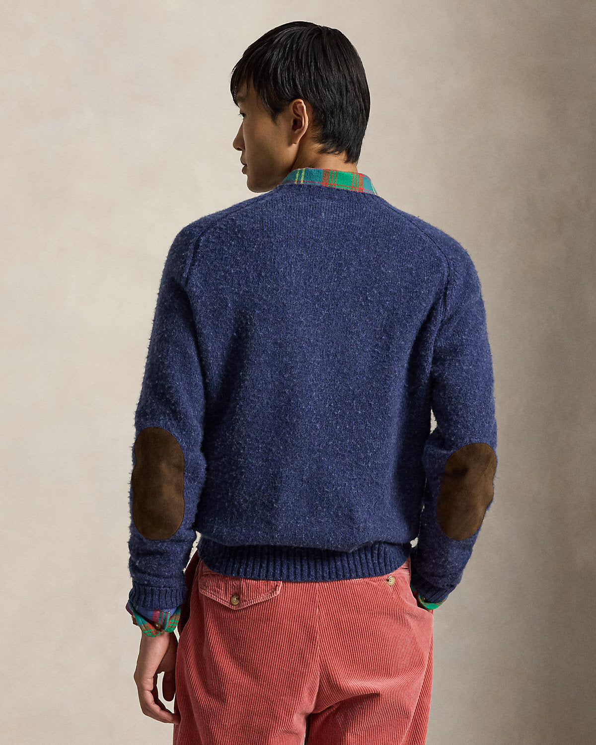 Suede-Patch Wool-Cashmere Sweater