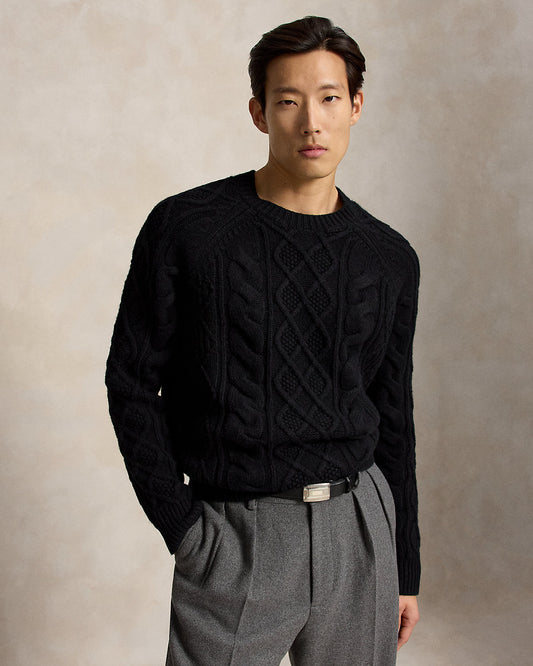 Aran-Knit Wool-Alpaca Sweater