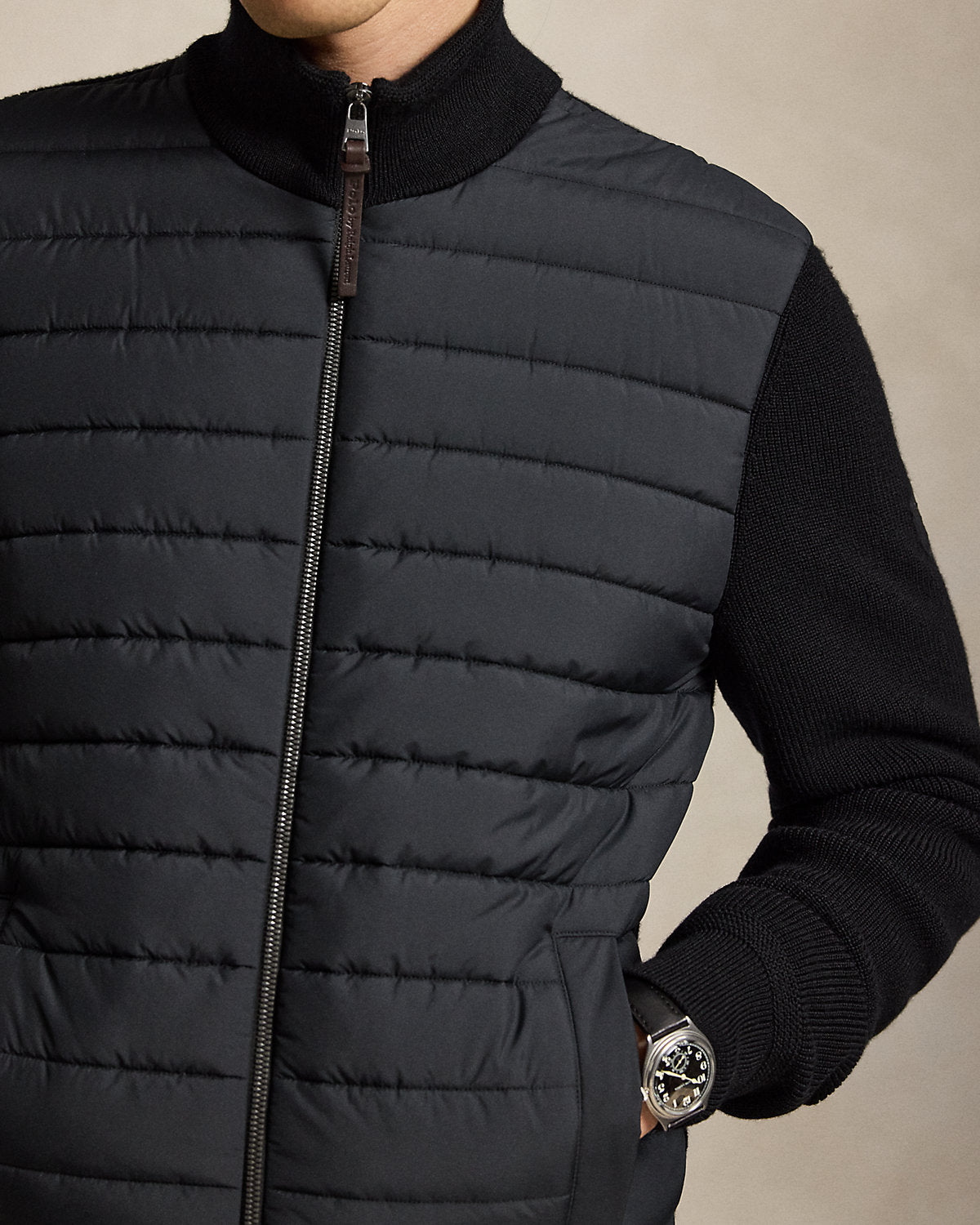 Hybrid Full-Zip Mockneck Sweater