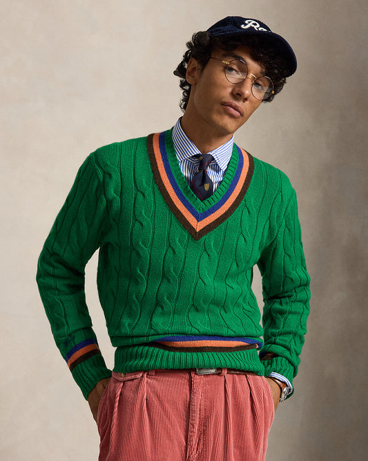 Cable-Knit Wool-Cotton Cricket Sweater