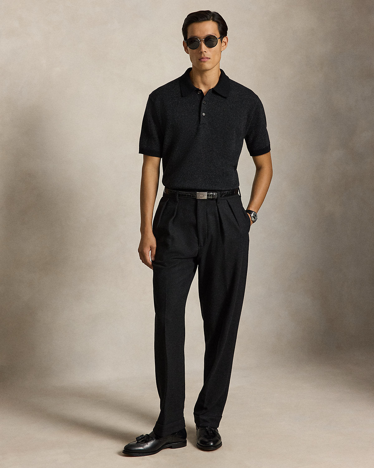 Relaxed Fit Wool Polo-Collar Sweater