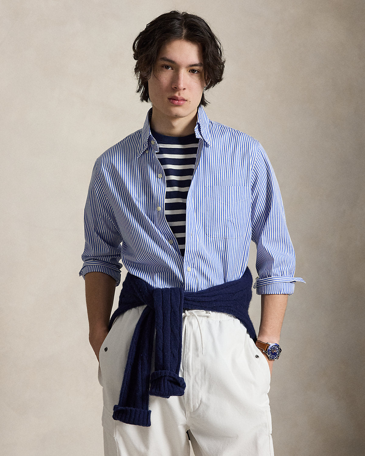 Classic Fit Striped Poplin Shirt