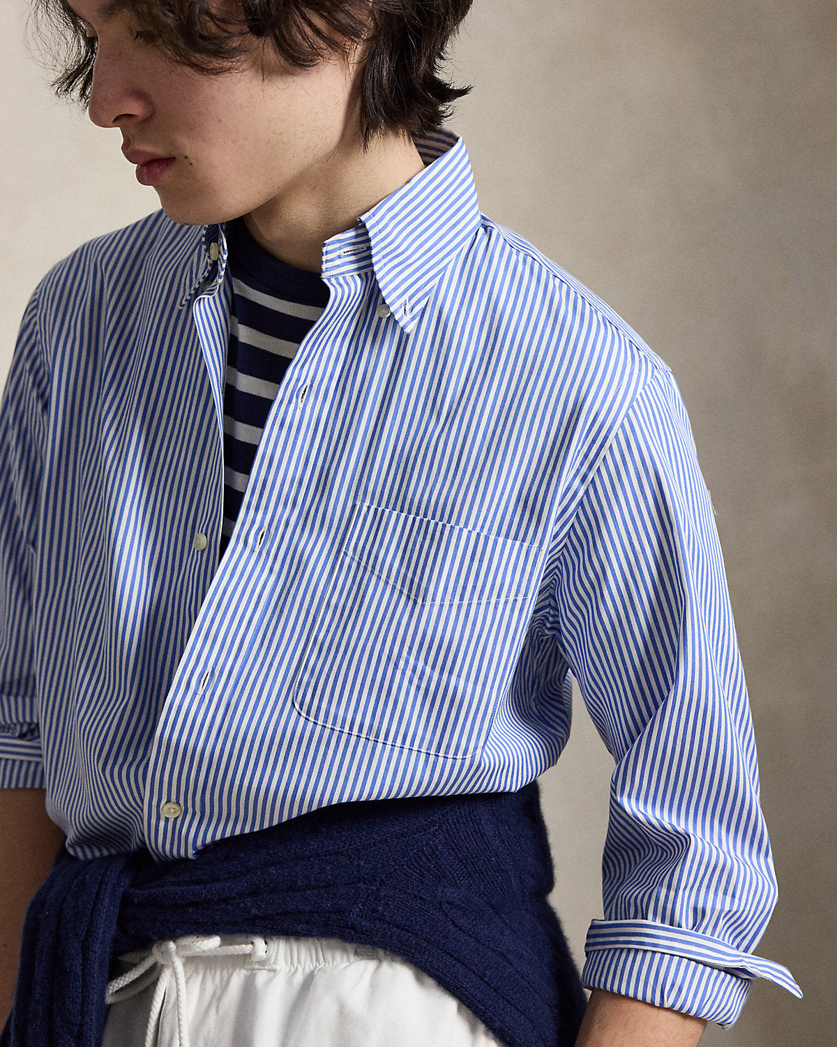 Classic Fit Striped Poplin Shirt