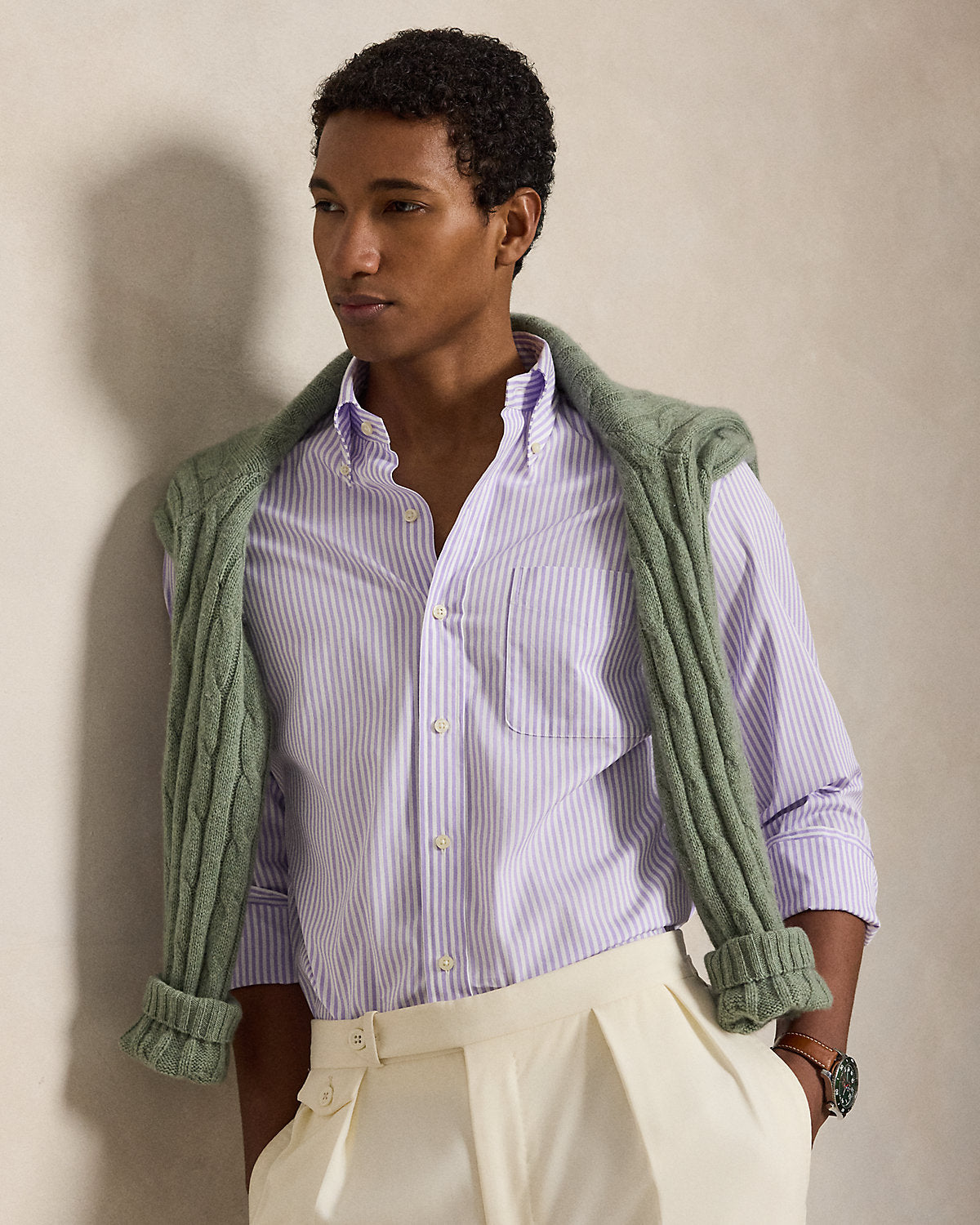 Classic Fit Striped Poplin Shirt