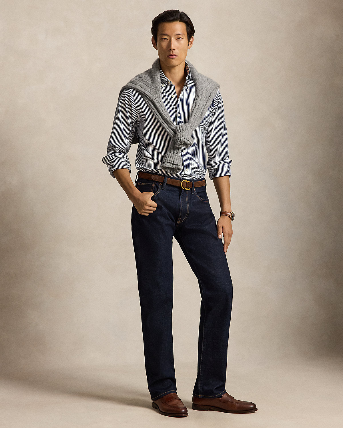 Classic Fit Striped Poplin Shirt