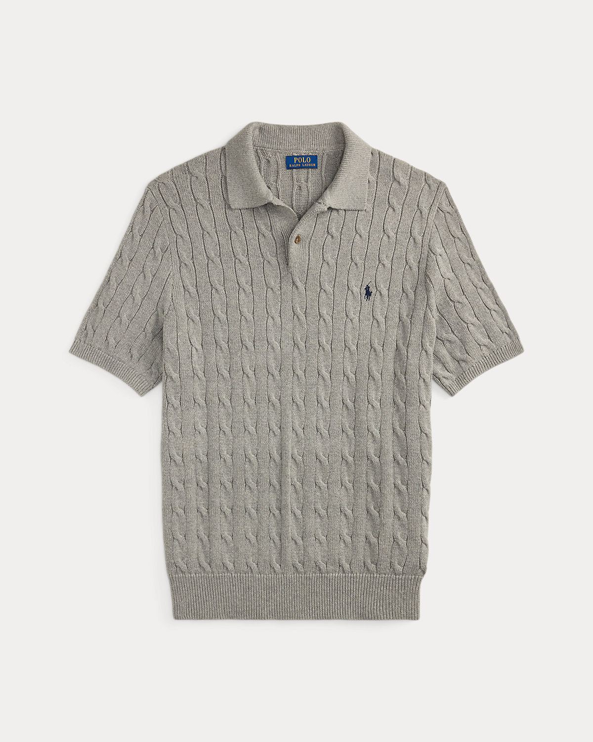 Men's Cable-Knit Cotton Polo Sweater