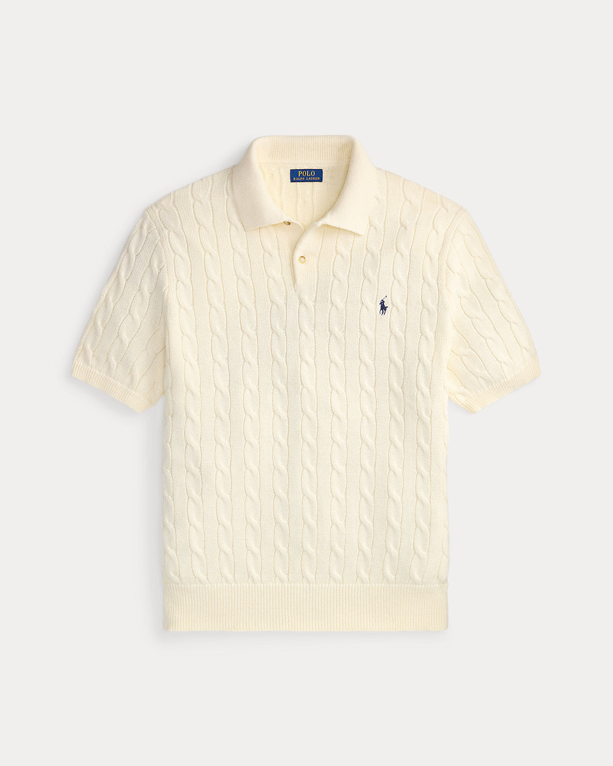 Men's Cable-Knit Cotton Polo Sweater