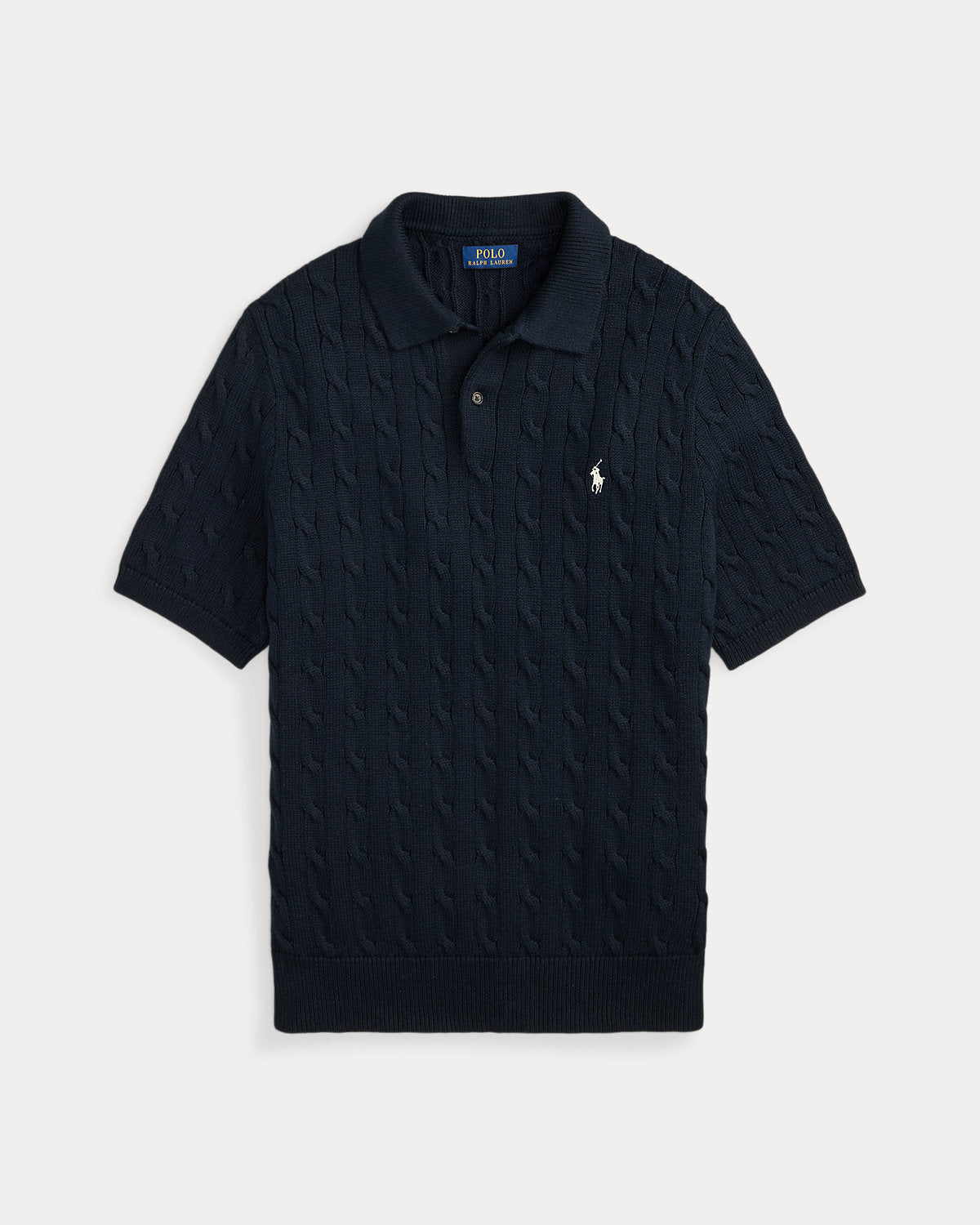 Men's Cable-Knit Cotton Polo Sweater