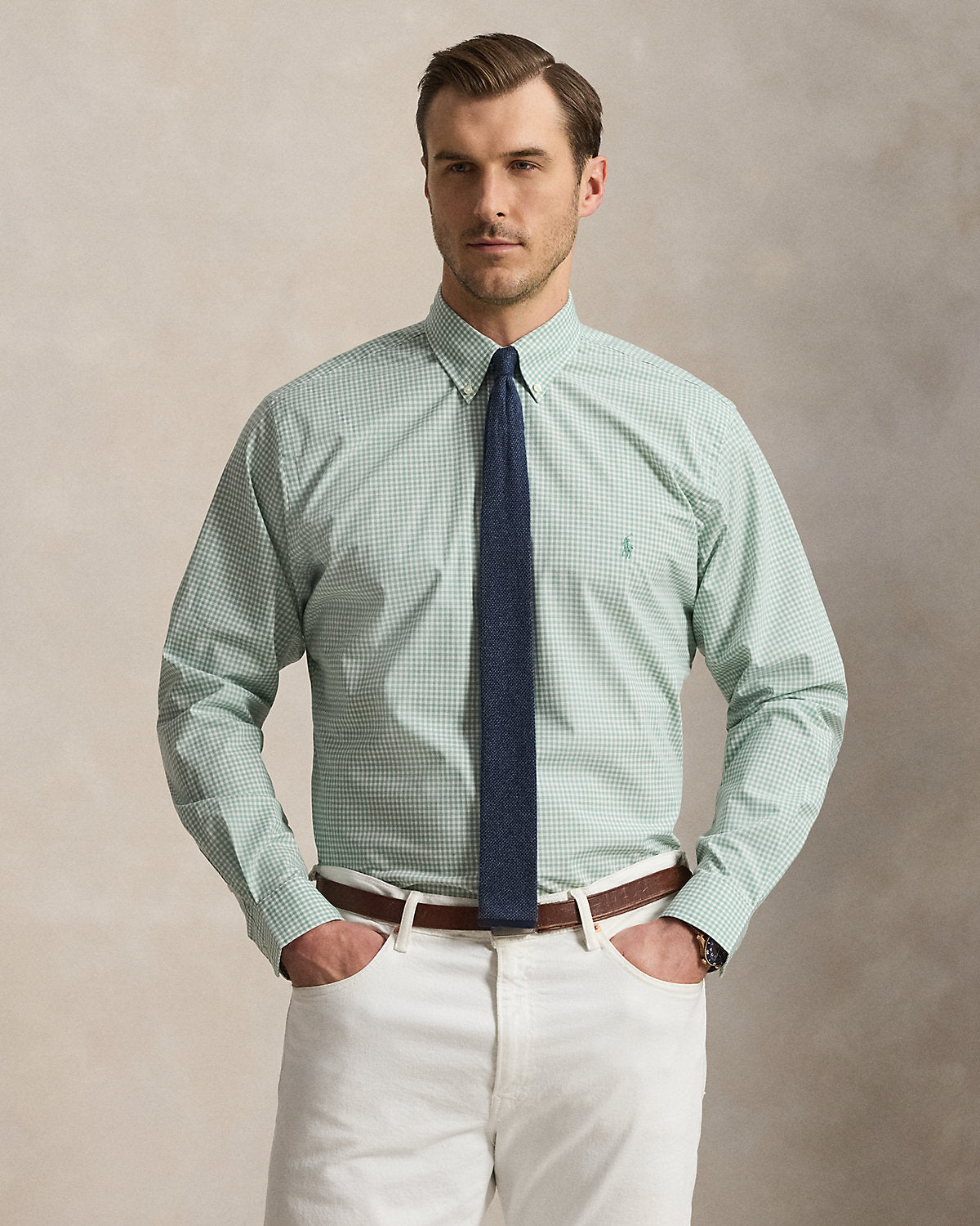 Gingham Stretch Poplin Shirt
