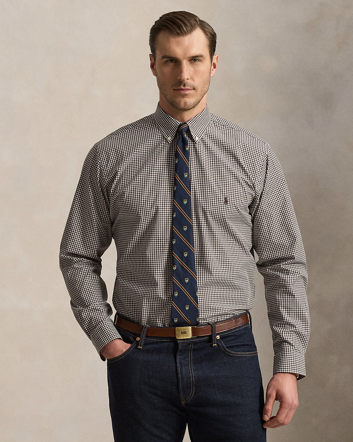 Gingham Stretch Poplin Shirt
