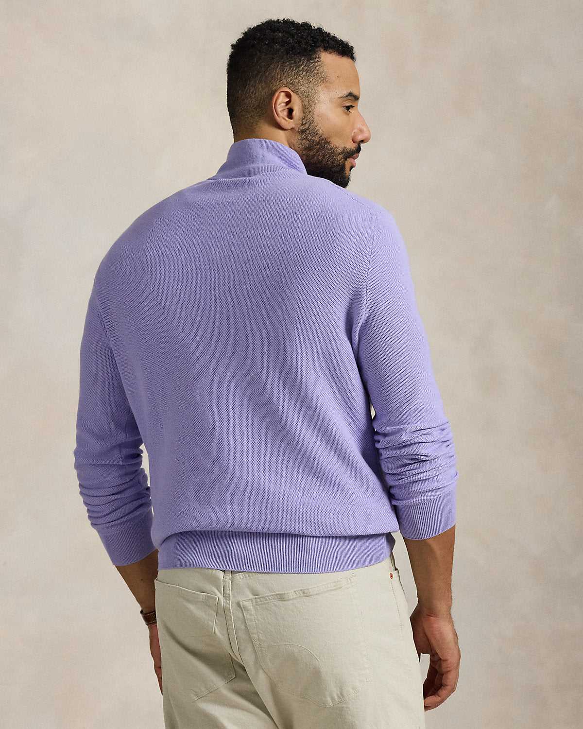 Mesh-Knit Cotton Quarter-Zip Sweater