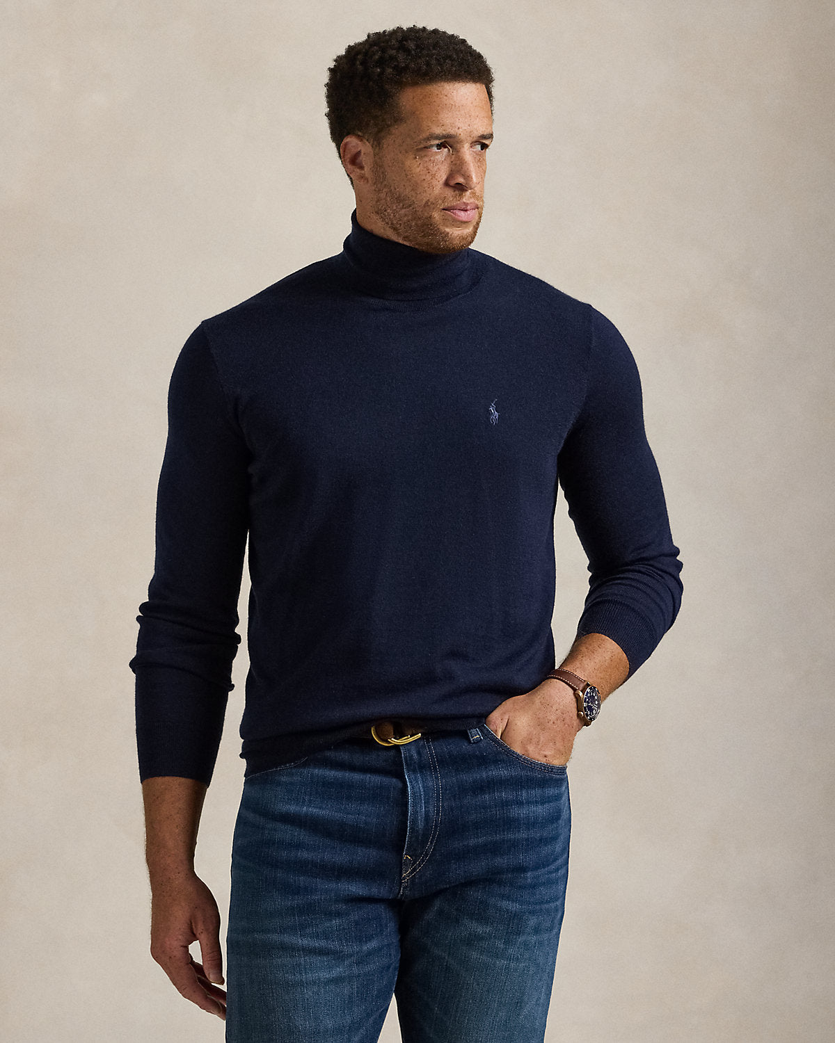 Washable Wool Turtleneck Sweater