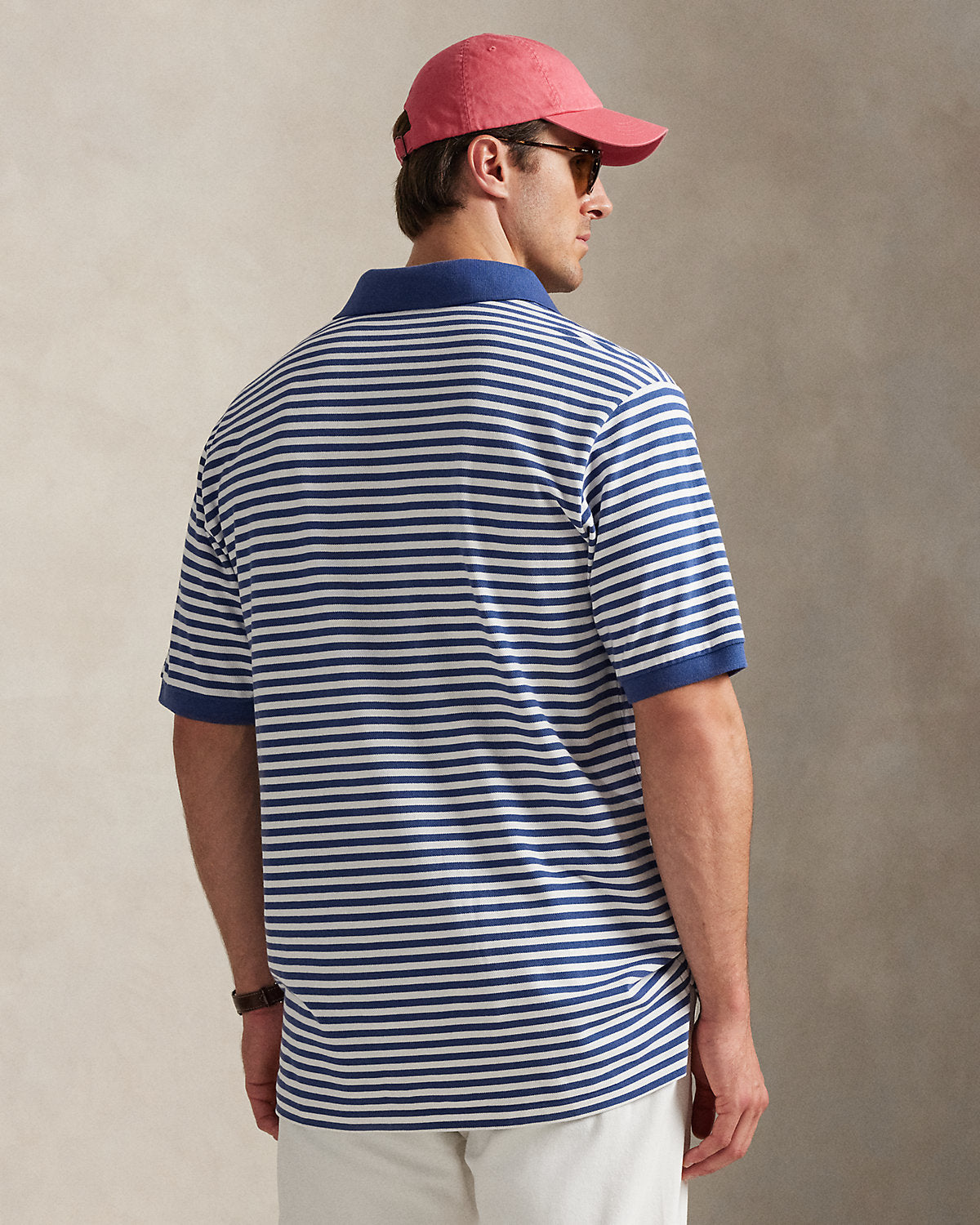 Striped Mesh Polo Shirt