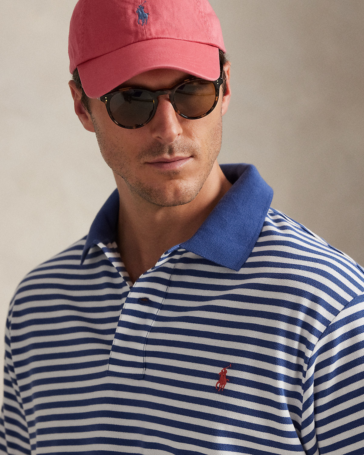 Striped Mesh Polo Shirt