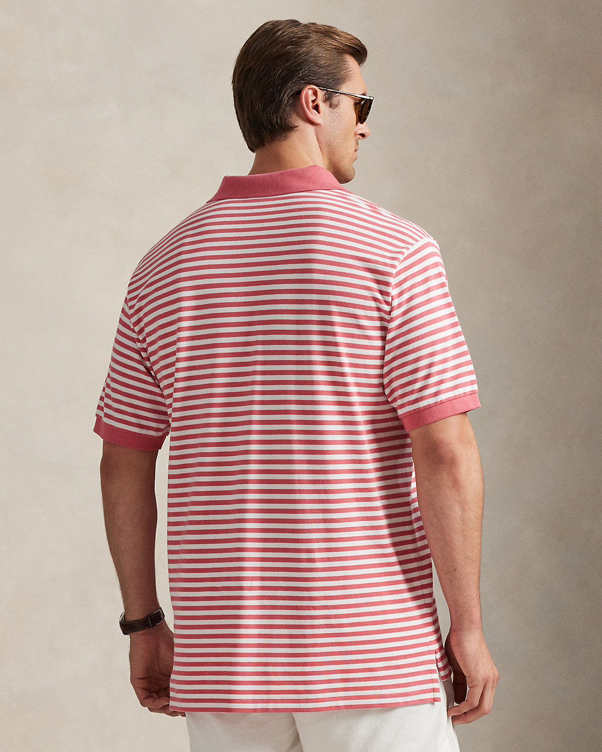 Striped Mesh Polo Shirt