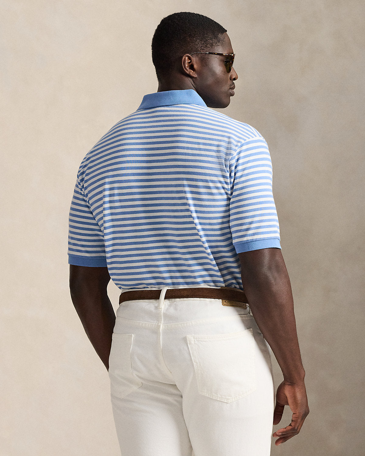 Striped Mesh Polo Shirt