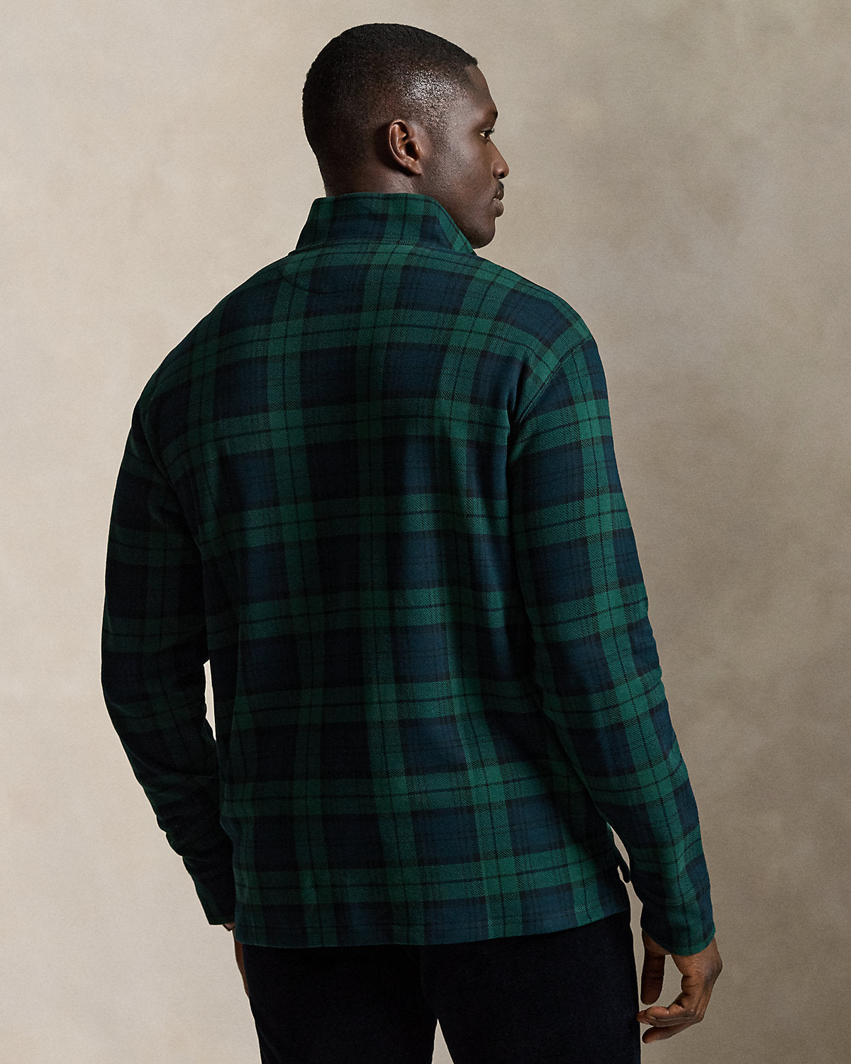 Plaid Estate-Rib Quarter-Zip Pullover