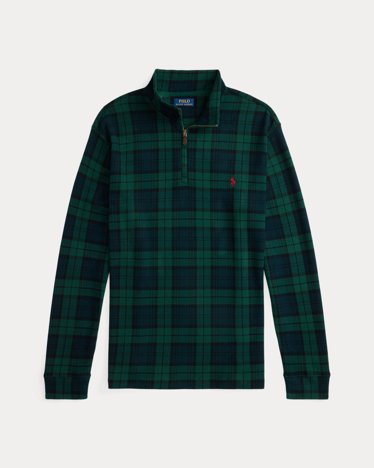Plaid Estate-Rib Quarter-Zip Pullover