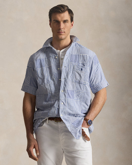 Patchwork Seersucker Camp Shirt