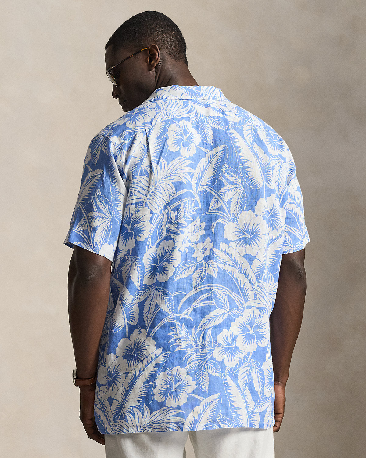 Tropical-Print Linen Shirt