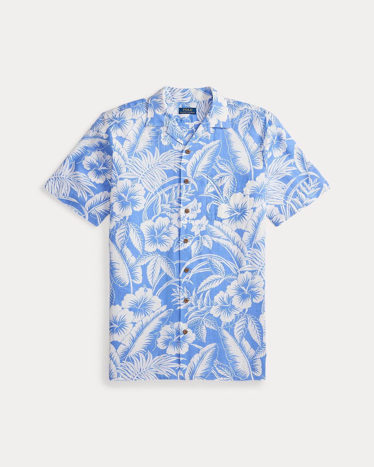 Tropical-Print Linen Shirt