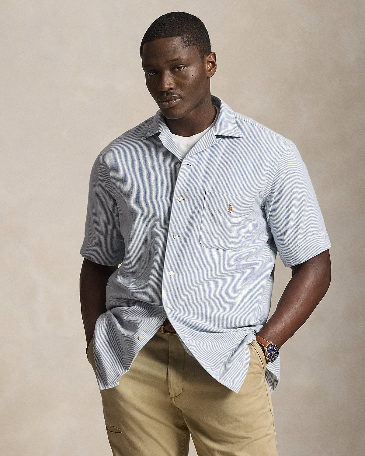 Striped Oxford Camp Shirt