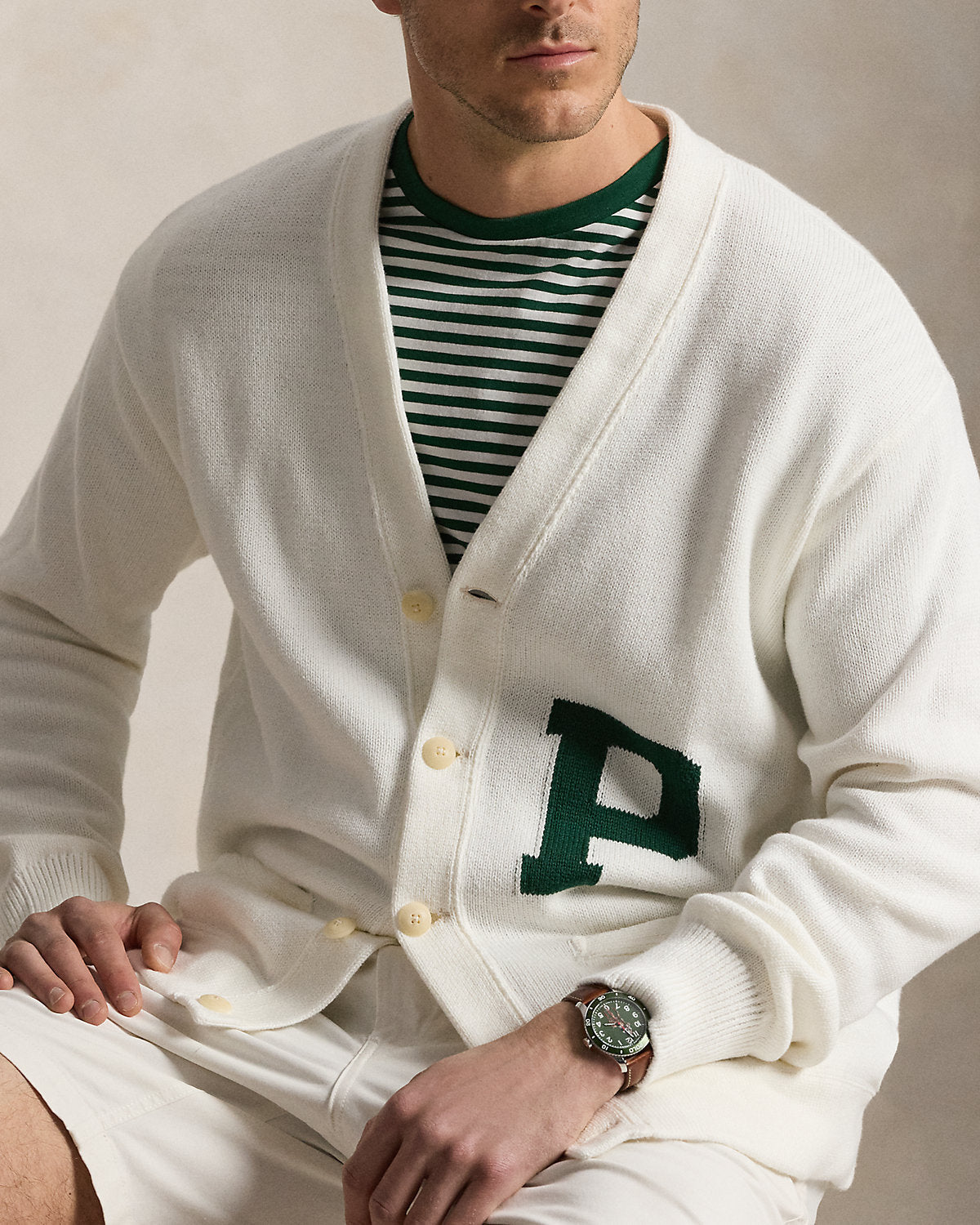 Cotton Letter Cardigan