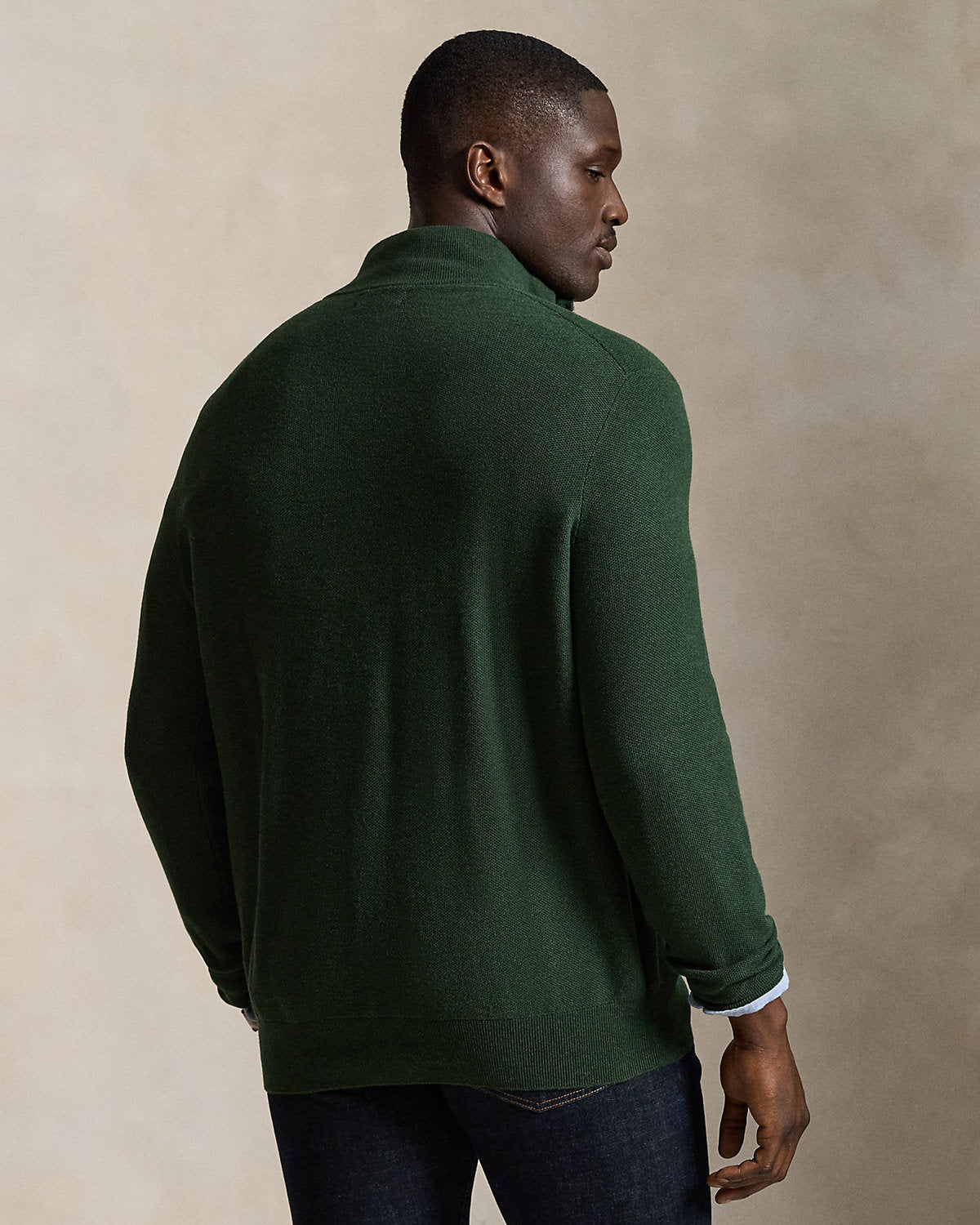 Mesh-Knit Cotton Quarter-Zip Sweater