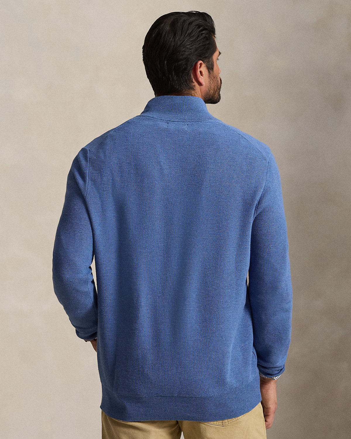 Mesh-Knit Cotton Quarter-Zip Sweater
