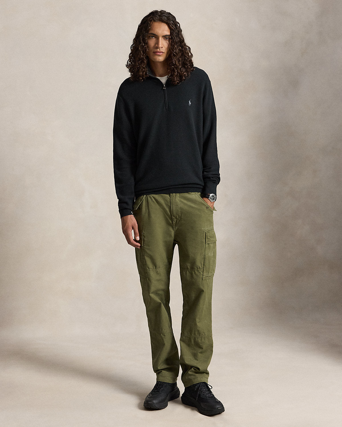 Mesh-Knit Cotton Quarter-Zip Sweater
