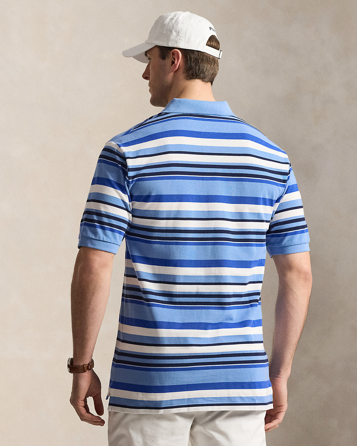 Striped Mesh Polo Shirt