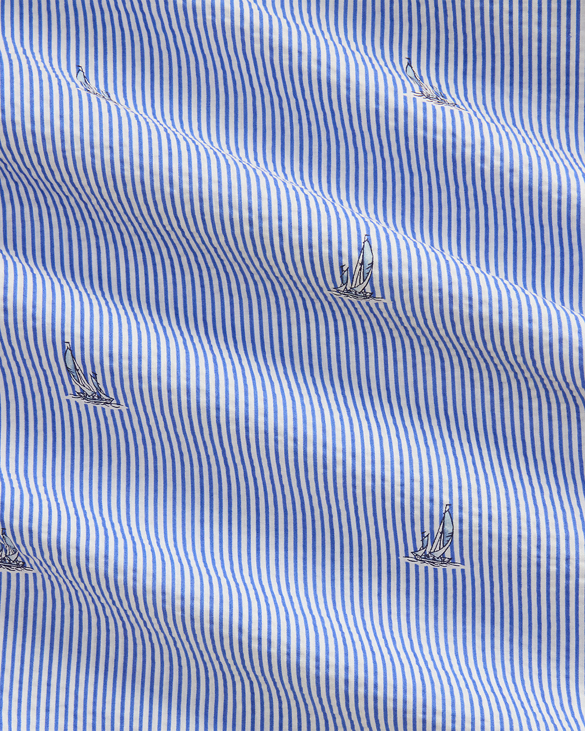 Sailboat-Print Seersucker Shirt