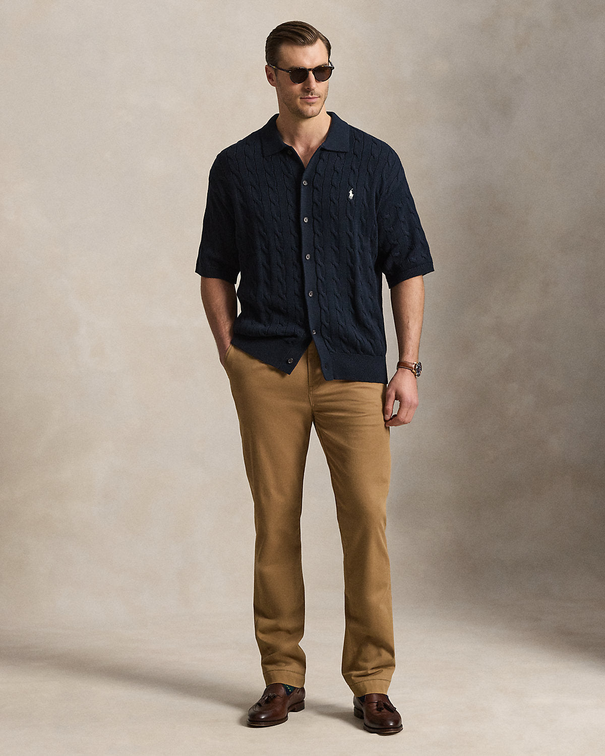 Relaxed Fit Cable-Knit Cotton Sweater