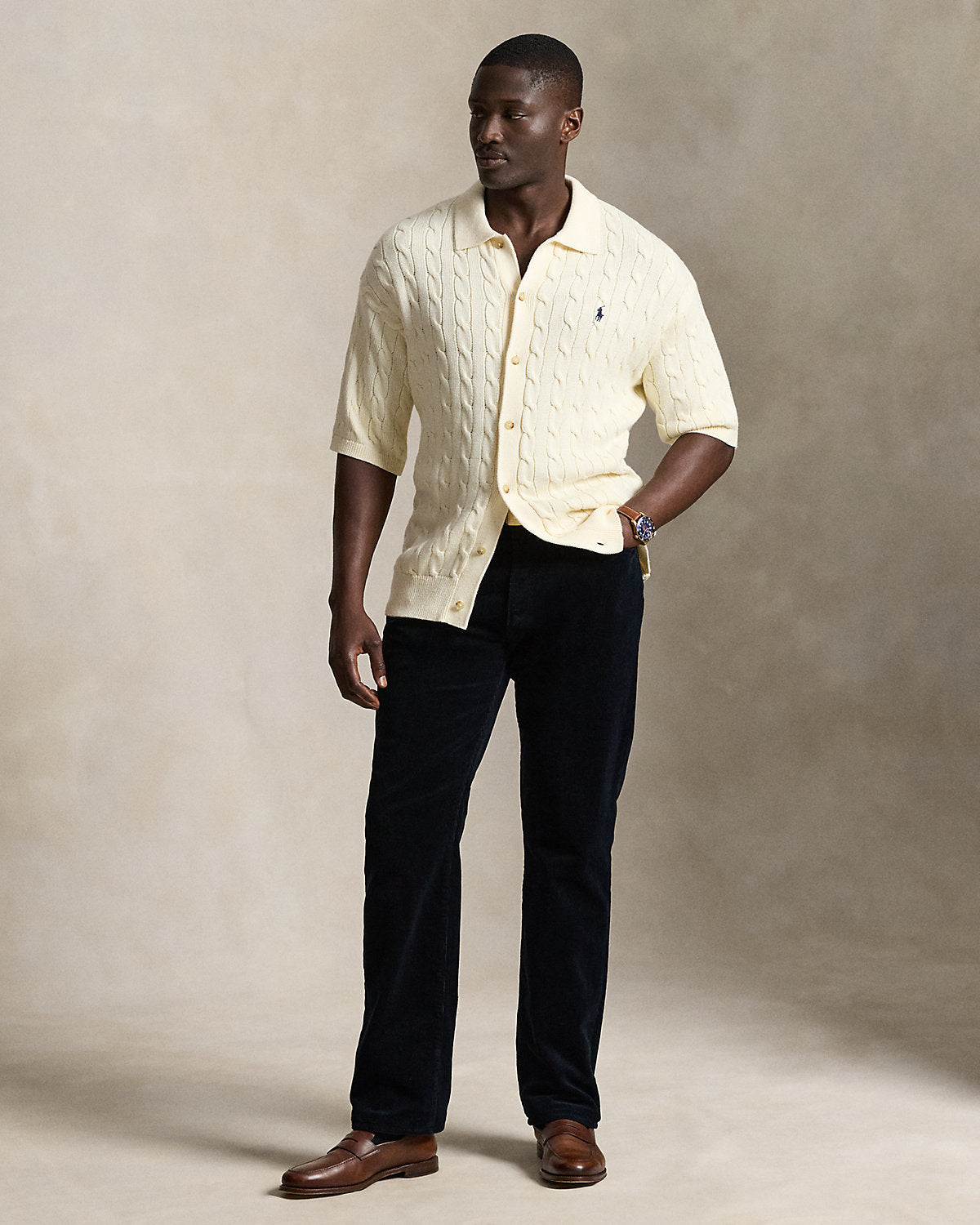 Relaxed Fit Cable-Knit Cotton Sweater