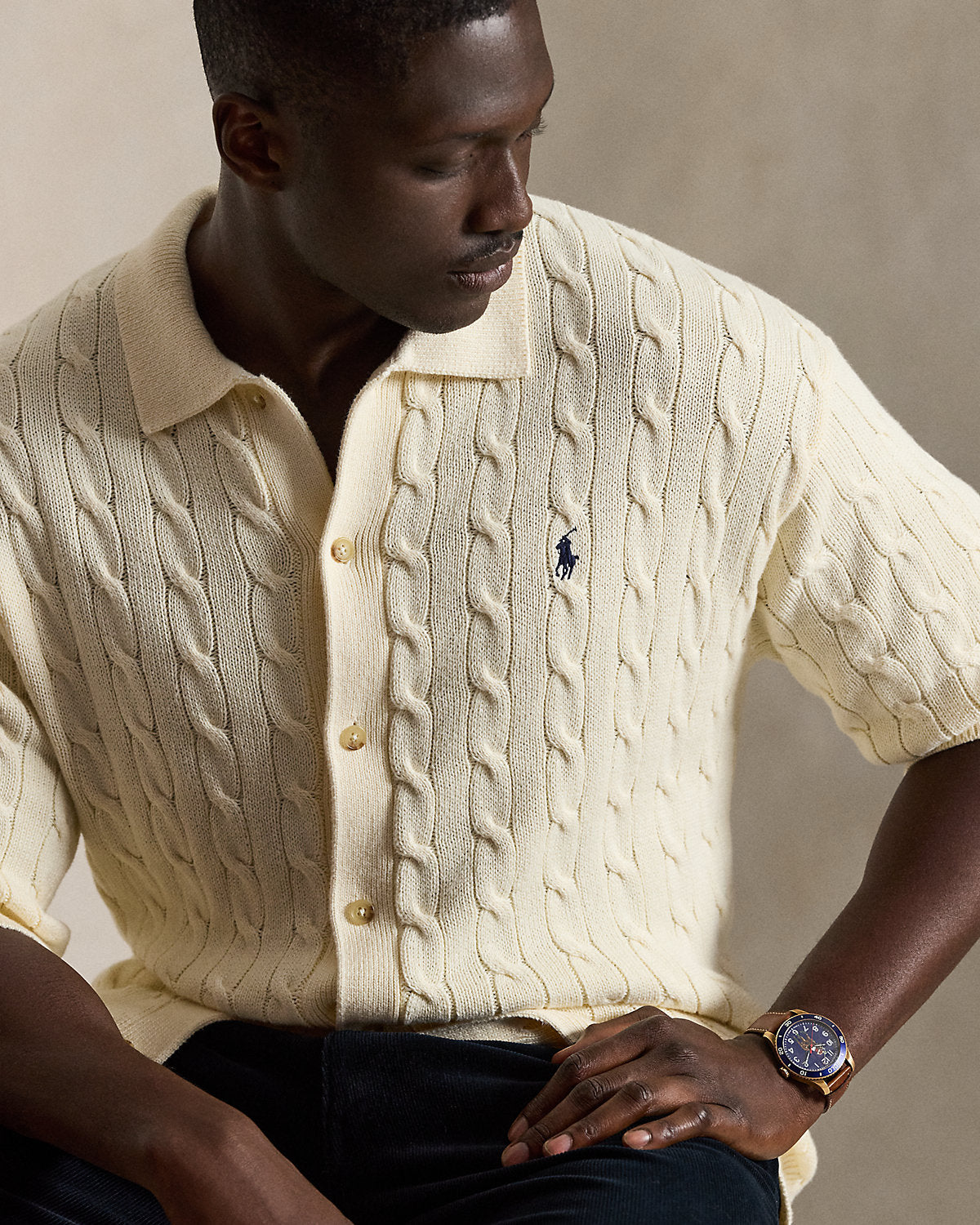 Relaxed Fit Cable-Knit Cotton Sweater