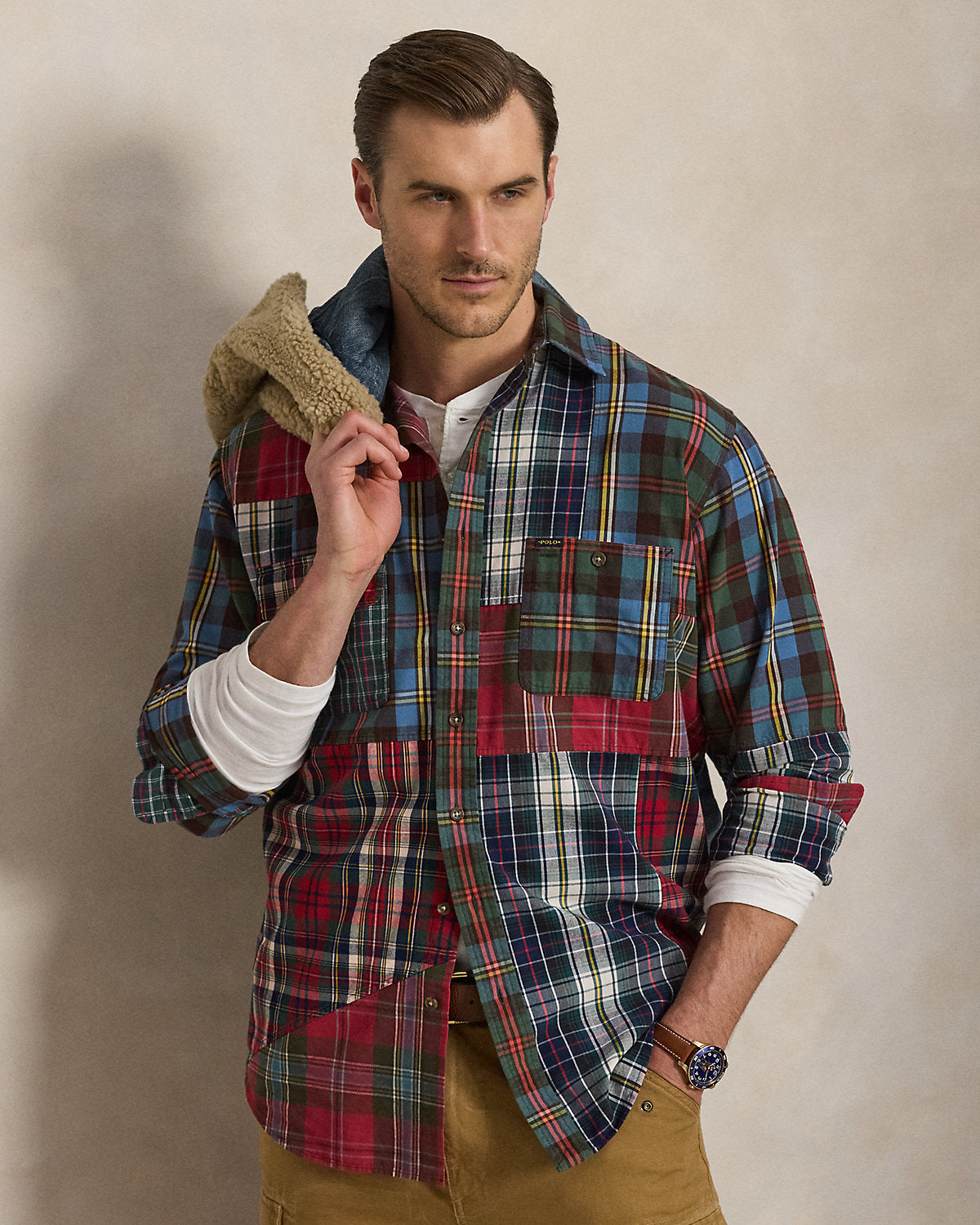 Patchwork Plaid Oxford Workshirt