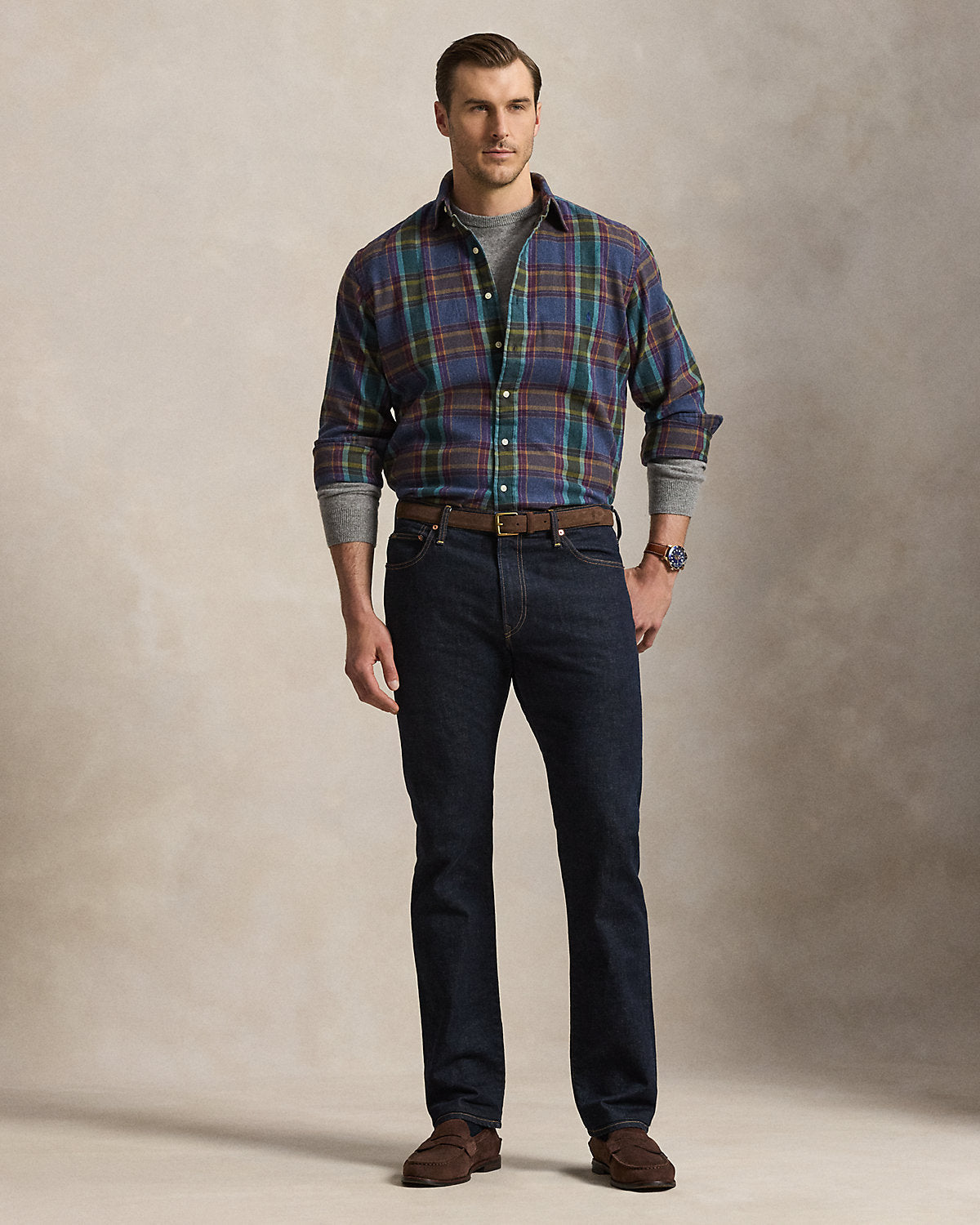 Plaid Brushed Flannel Shirt