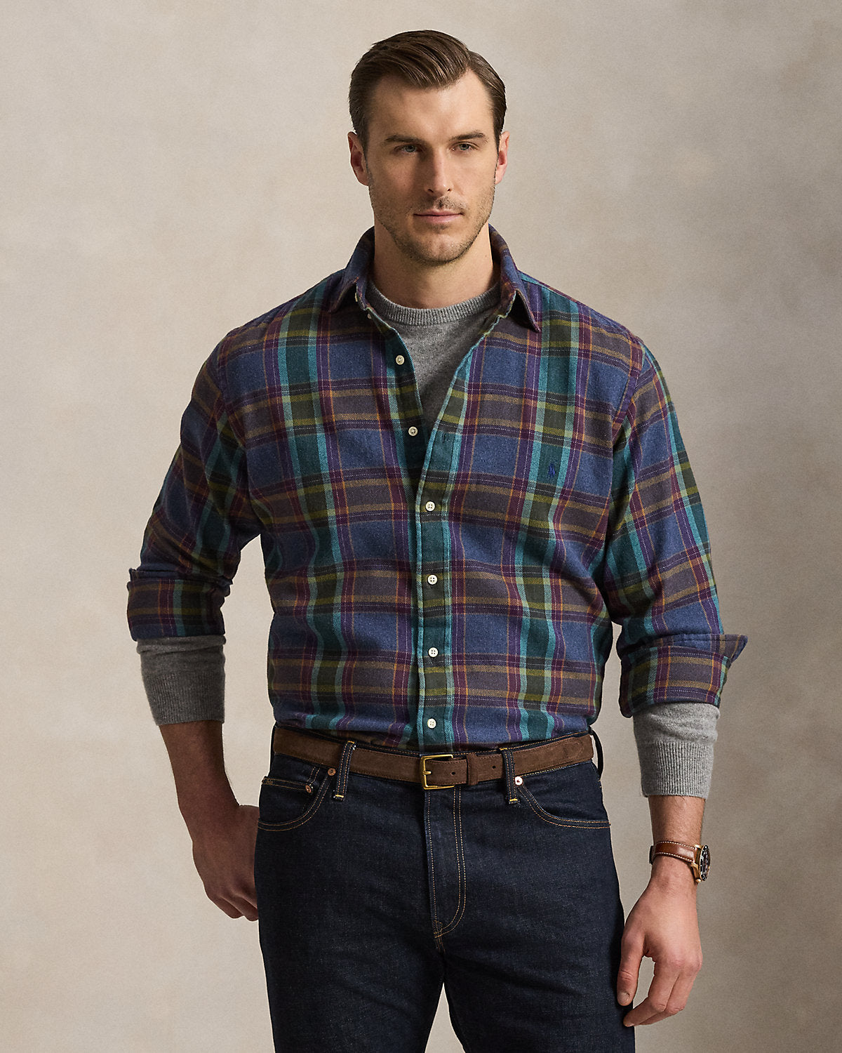 Plaid Brushed Flannel Shirt