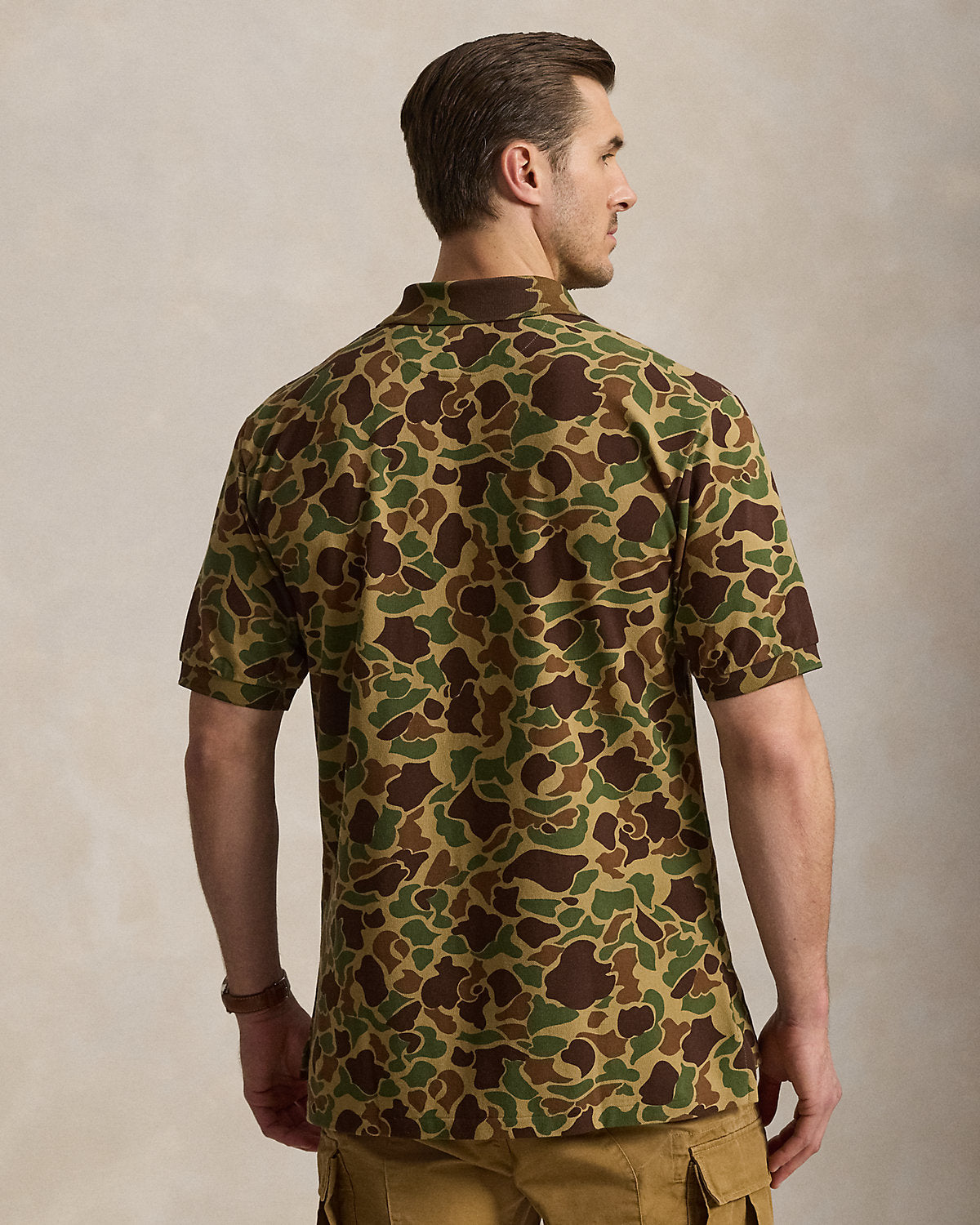 Camo-Print Mesh Polo Shirt