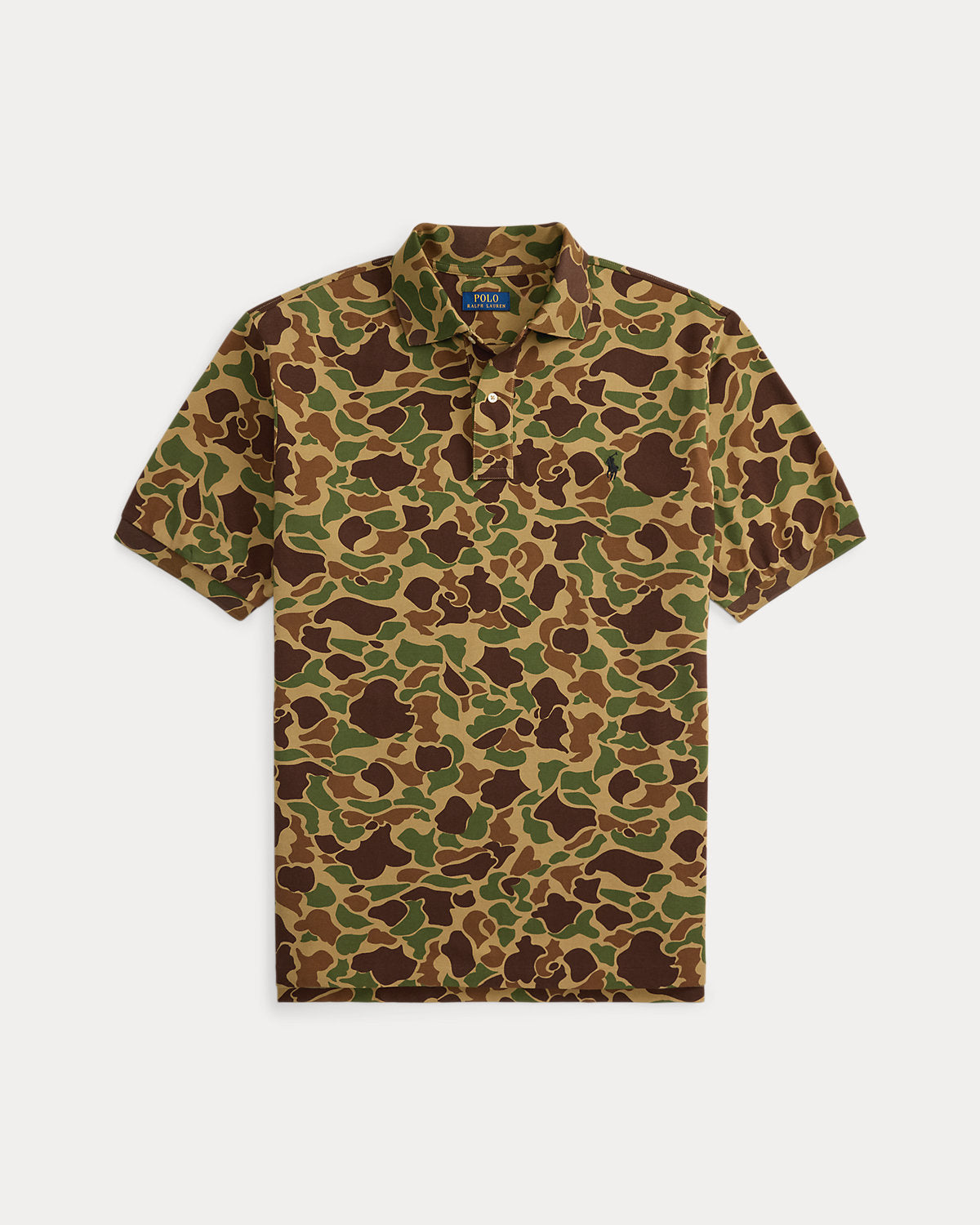 Camo-Print Mesh Polo Shirt
