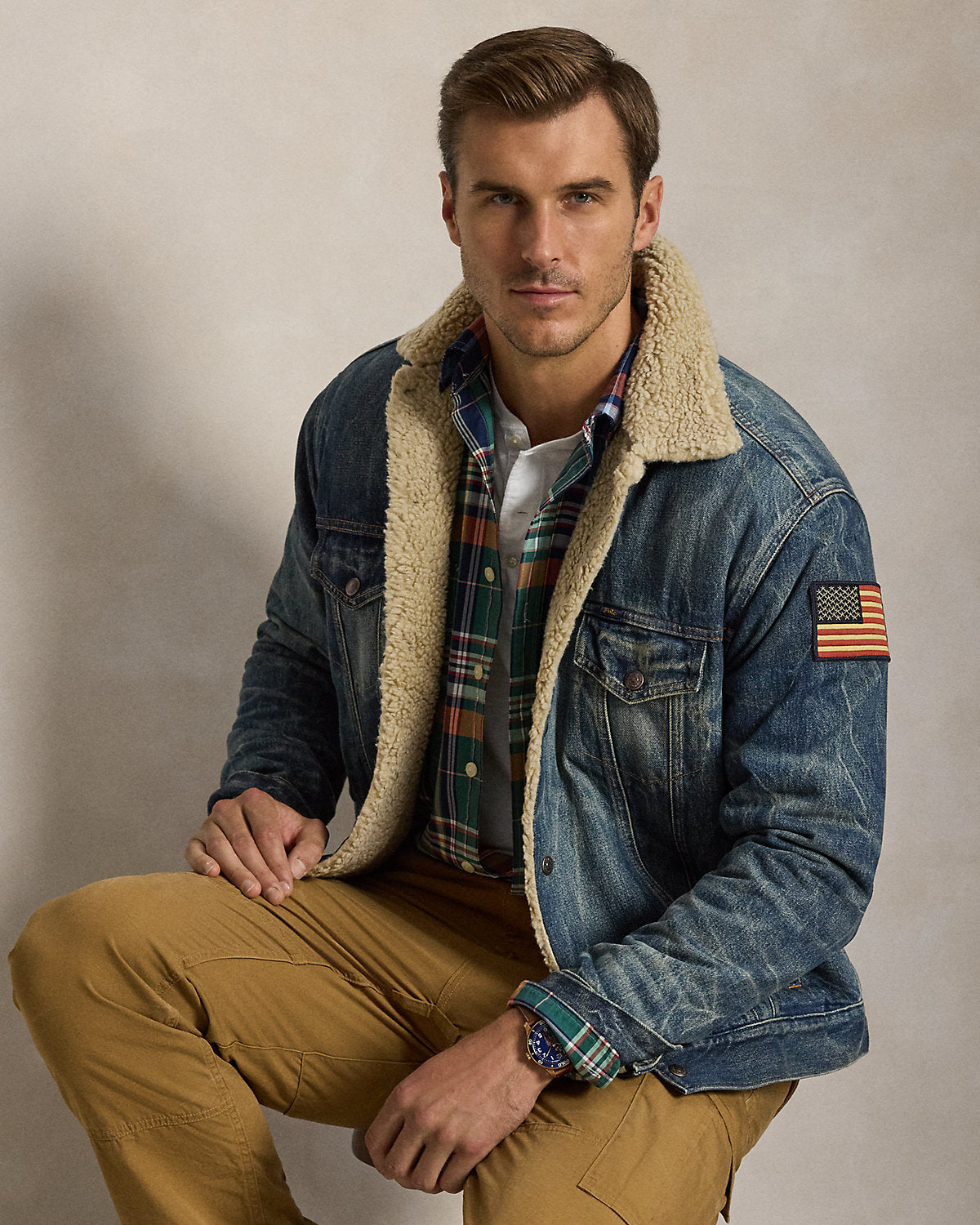 Fleece-Lined Denim Trucker Jacket