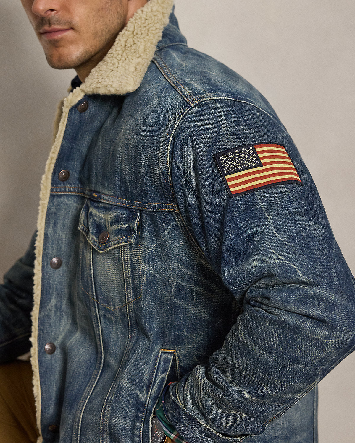 Fleece-Lined Denim Trucker Jacket