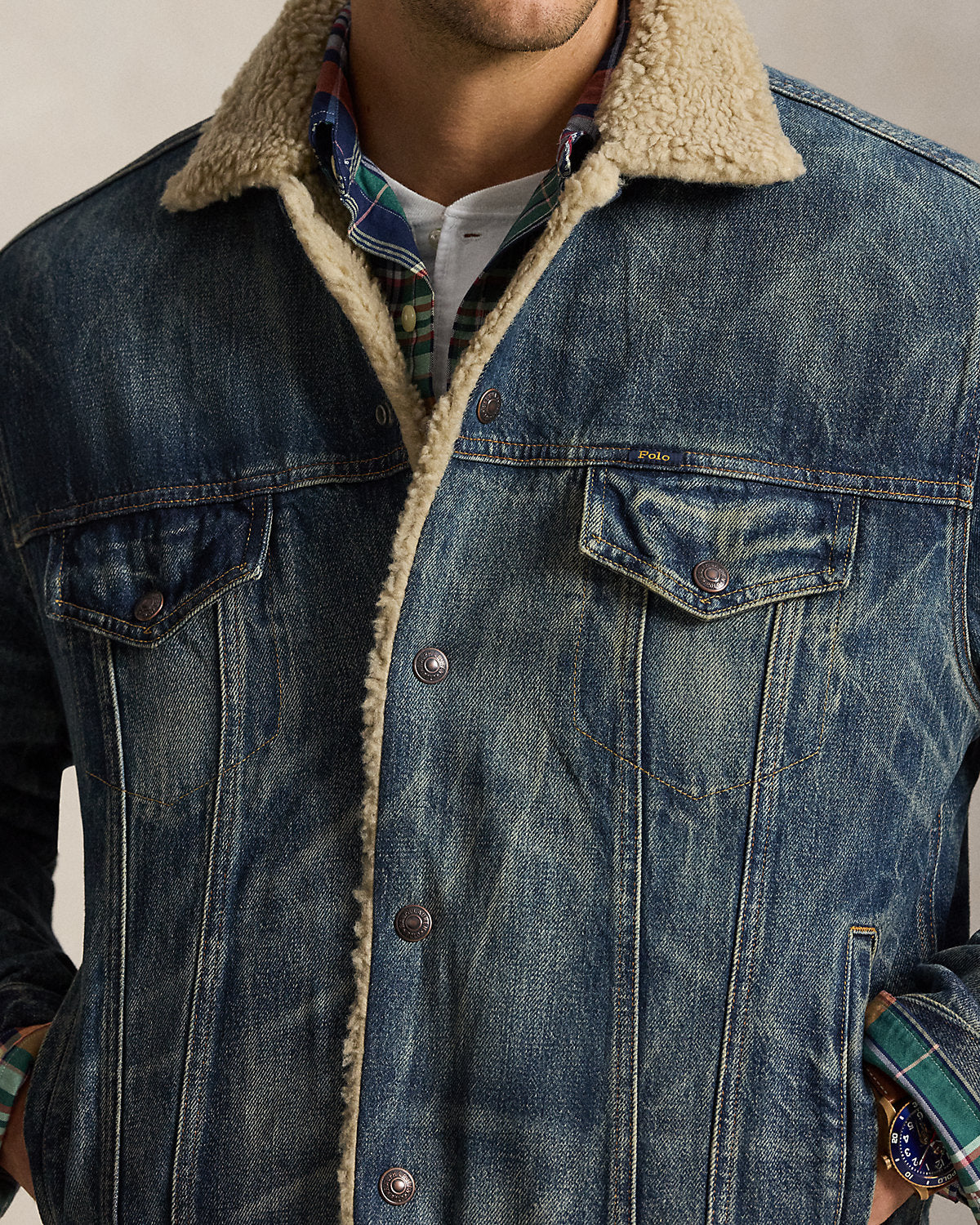 Fleece-Lined Denim Trucker Jacket